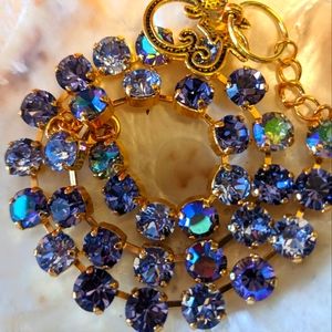 Lavender Paradise Shine Crystal in Classic Tennis Necklace in 14k Gold Plated